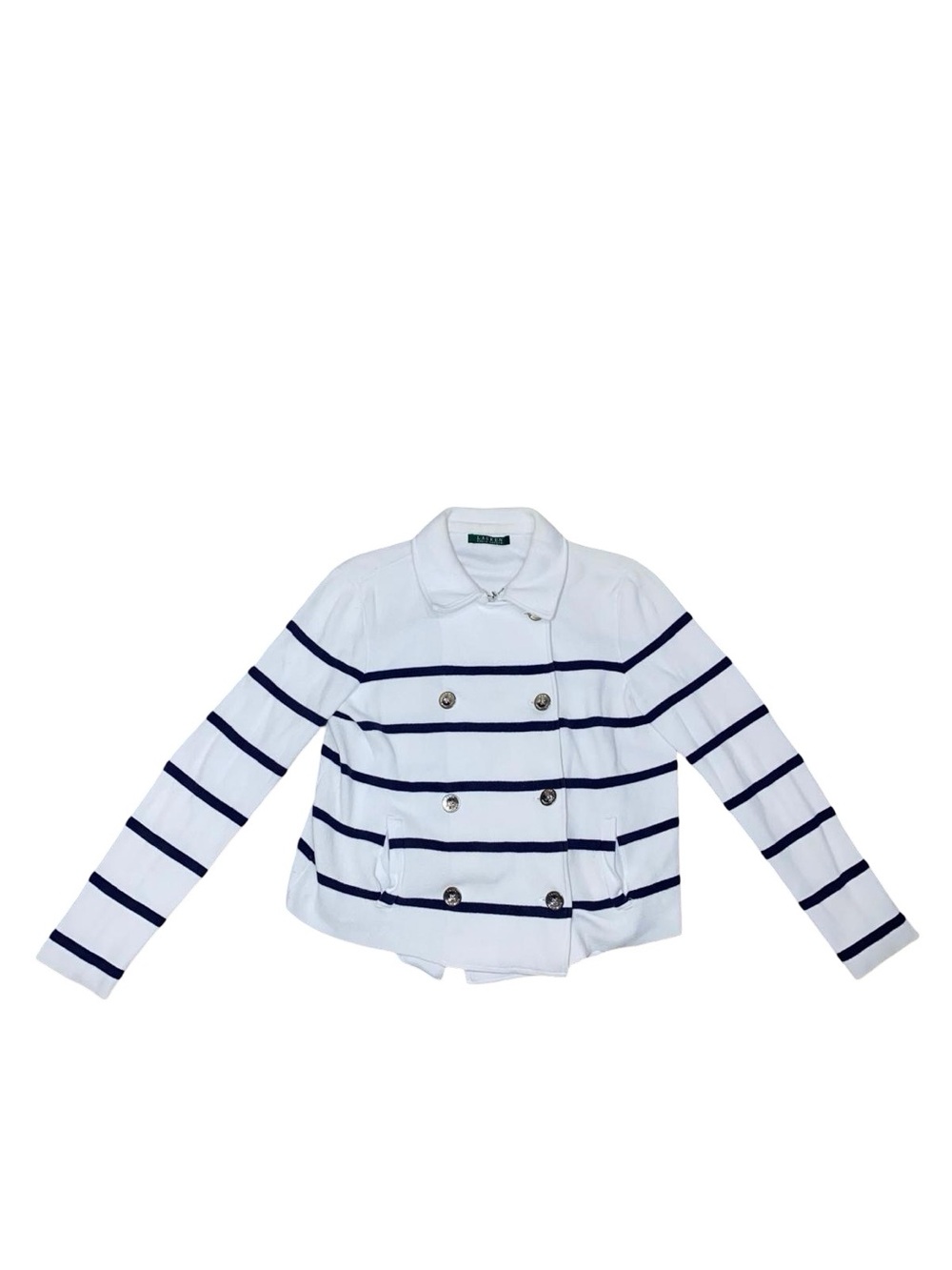Lauren Ralph Lauren Striped Double-Breasted Knit Pea Coat Jacket